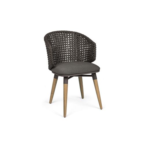 Scaun de gradina, terasa Ninfa, lemn de tec, gri carbune